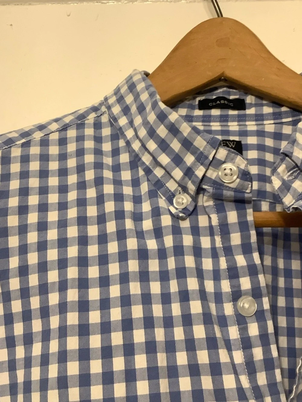 J. Crew Blue and White Gingham Button-Down Shirt